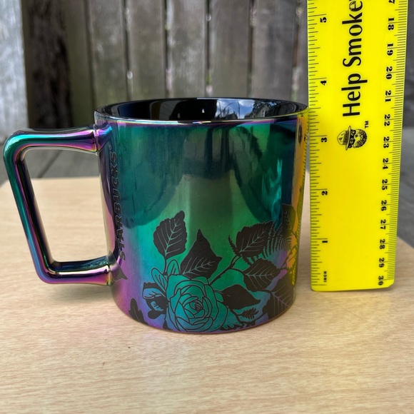 Starbucks 2020 Fall Black Iridescent Ceramic Rose 14 OZ Mug - Picture 12 of 16